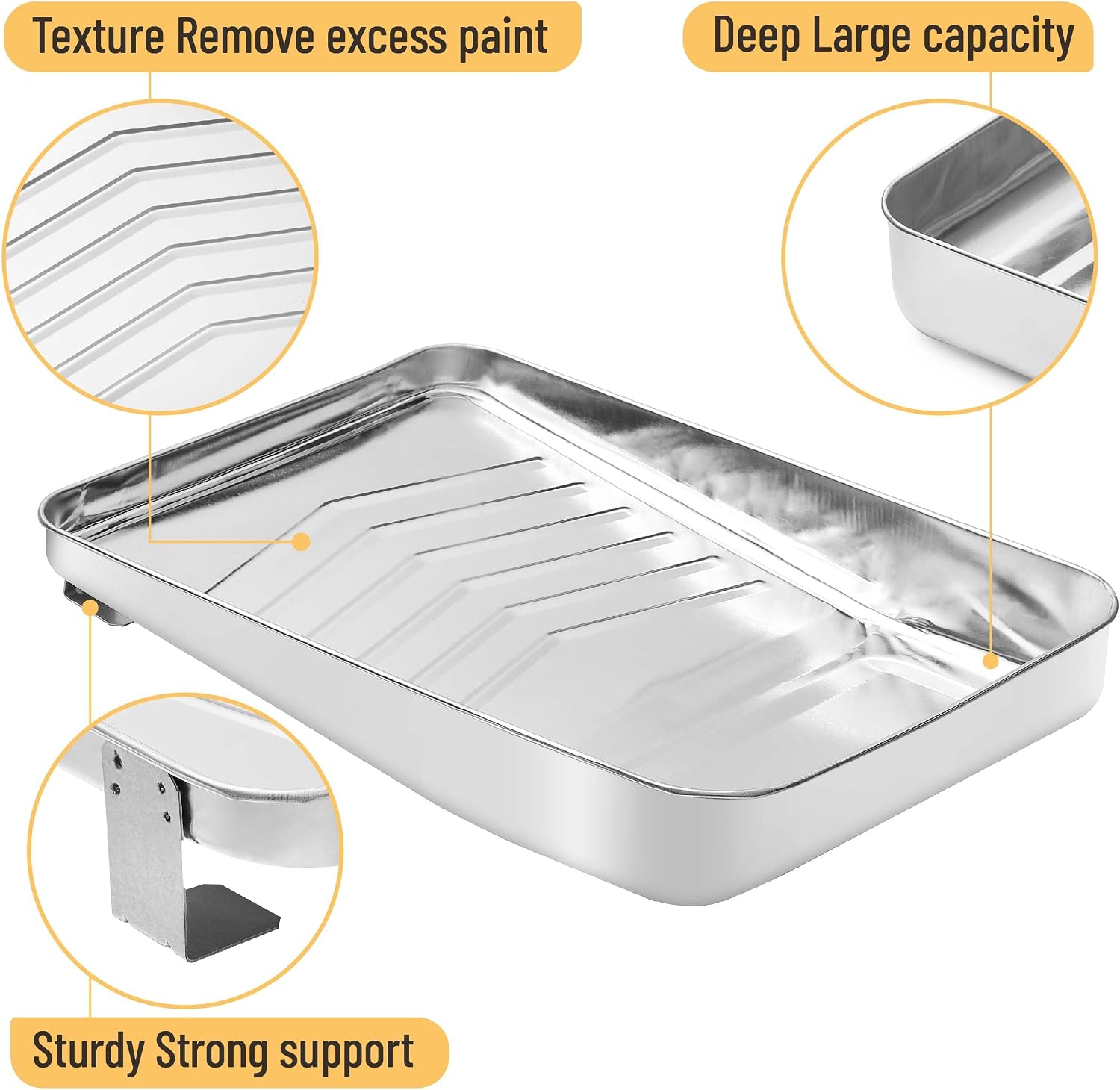 Bates- Paint Tray Liner, 9 Inch, 31 pcs, One Metal Paint Tray, 30 pcs White Plastic Paint Pan Liners - Image 4