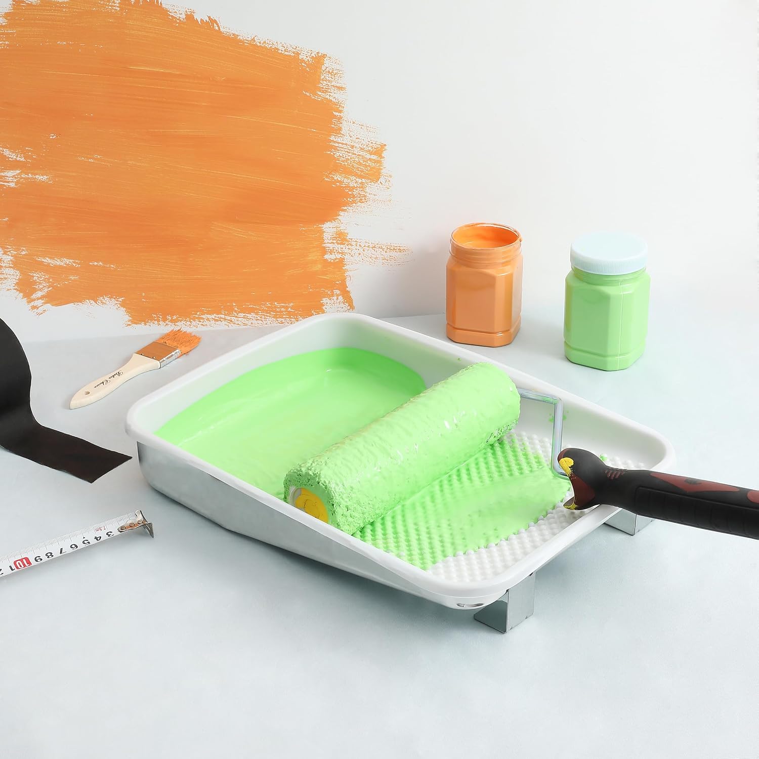 Bates- Paint Tray Liner, 9 Inch, 31 pcs, One Metal Paint Tray, 30 pcs White Plastic Paint Pan Liners - Image 7