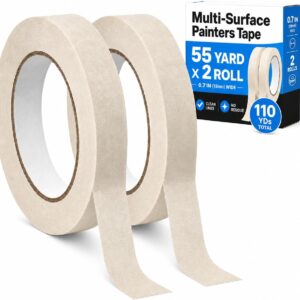 TONOS White Masking Tape, 2 Rolls, 0.7 in x 55 yd Each, White Painters Tape for Painting, Painter’s Tape for Walls, Paint Tape for Labeling, Crafts, Home Office, Easy Tear, No Residue up to 7 Days