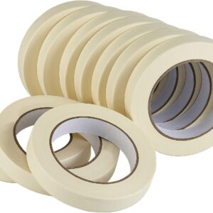 Lichamp Masking Tape 10 Pack General Purpose Beige White Color, 0.75 inch x 55 Yards x 10 Rolls (550 Total Yards), for Painting, Home, Office, School Stationery, Arts, Crafts etc. (3004)